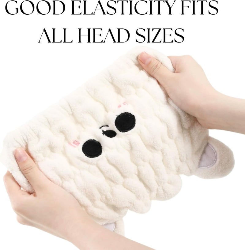 LCBD Microfiber Hair Towel Wrap for Kids, Snow Bear Dry Hair Cap Suck Water, Absorbent Quick Girls Boys Hair Drying Towel, Lightweight Bouncy Hat Headscarf - Image 5